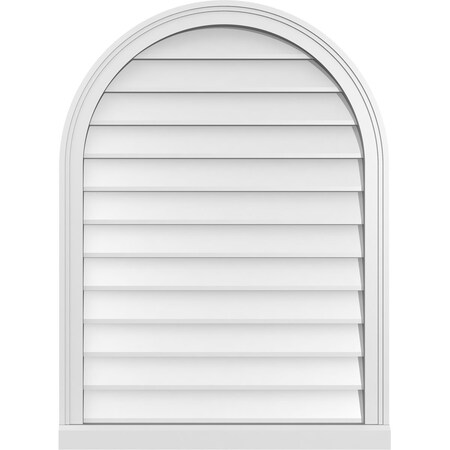 Ekena Millwork Round Top Surface Mount PVC Gable Vent w/ 2"W x 2"P Brickmould Sill Frame, 28"W x 38"H GVPRT28X3803SN